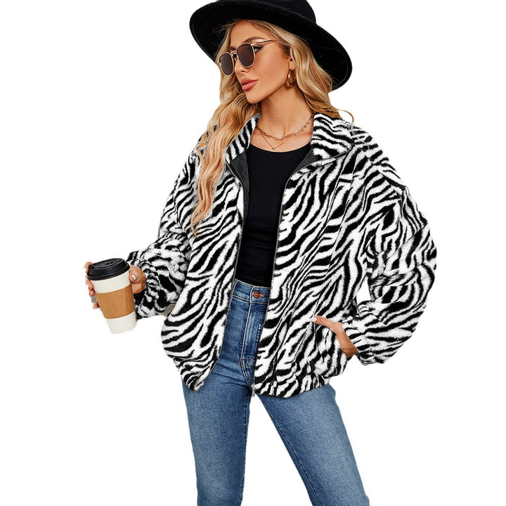 Ladies zebra pattern fleece jacket Lune London
