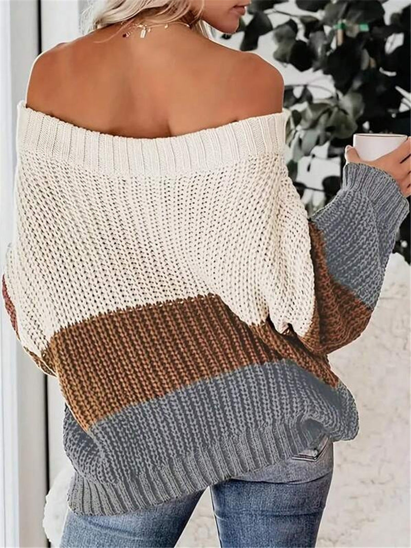 Oversized knit sweater for women with a relaxed fit and open shoulder Lune London
