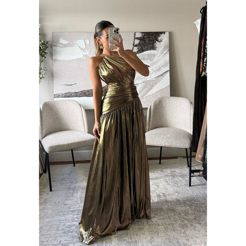 Women's Glamorous Wrap Dress with an Asymmetrical Silhouette and Elegant Cut-Outs