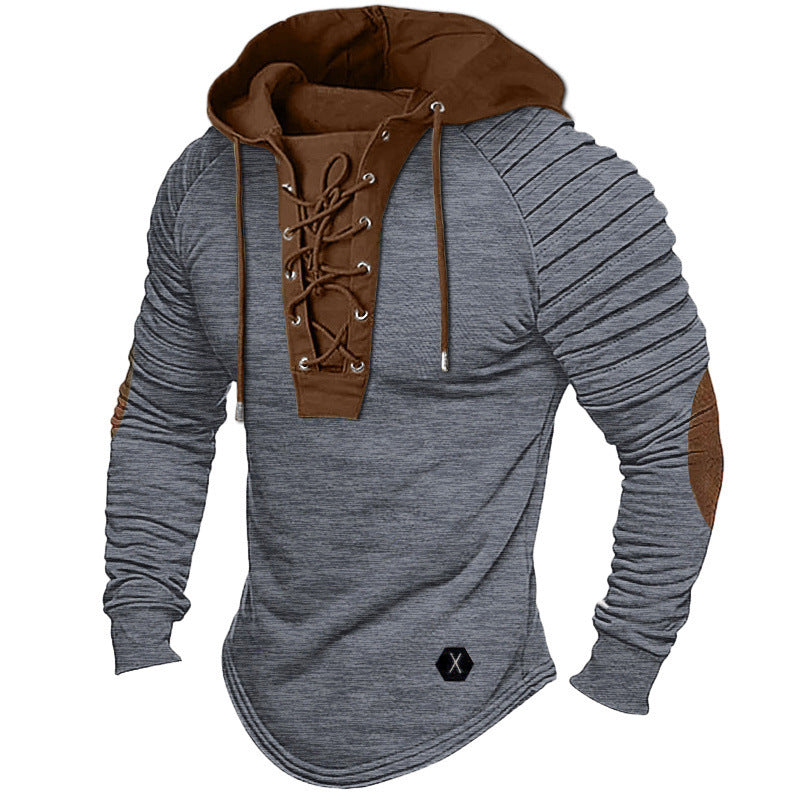Men's casual hoodie with trendy lace-up design and structured sleeves Lune London