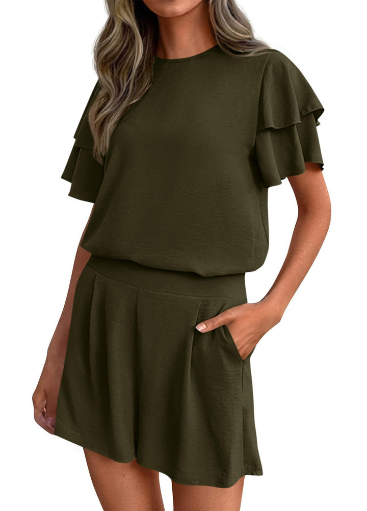Women's Playful Jumpsuit with Ruffle Details and Side Pockets Lune London