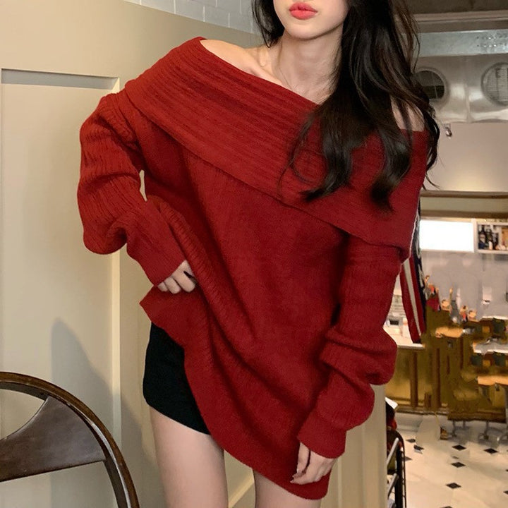 Sweater femme à épaules dénudées en matière tricotée texturée Chic & Stil