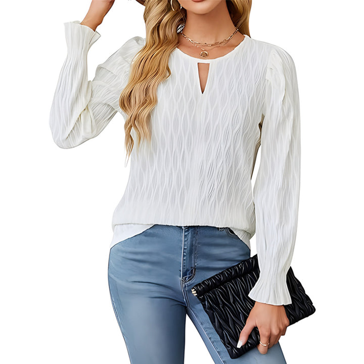 Knitted blouse for women with decorative sleeve finishes Lune London