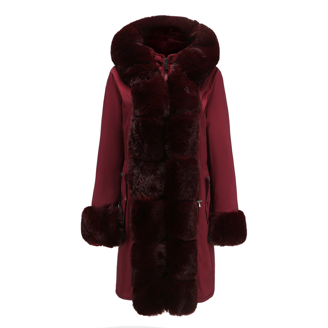 Women's Fashion Long Coat with Faux Fur Trim Lune London
