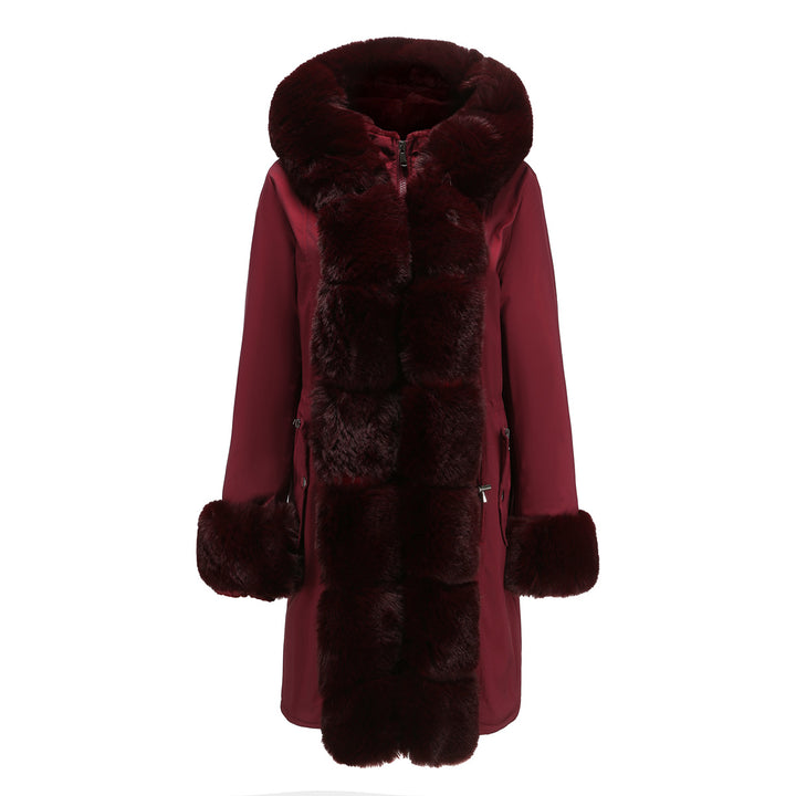 Women's Fashion Long Coat with Faux Fur Trim Lune London