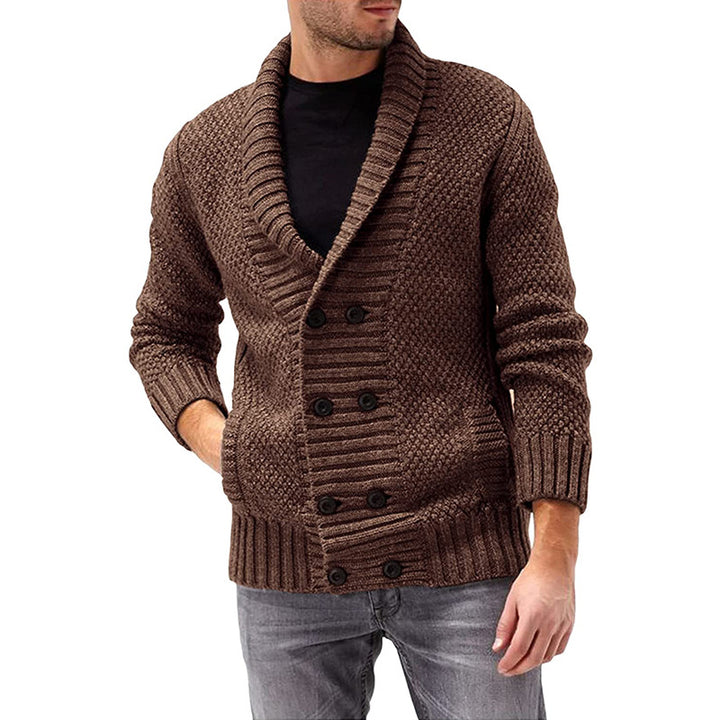 Men's knit jacket with double-breasted buttons and textured design Lune London