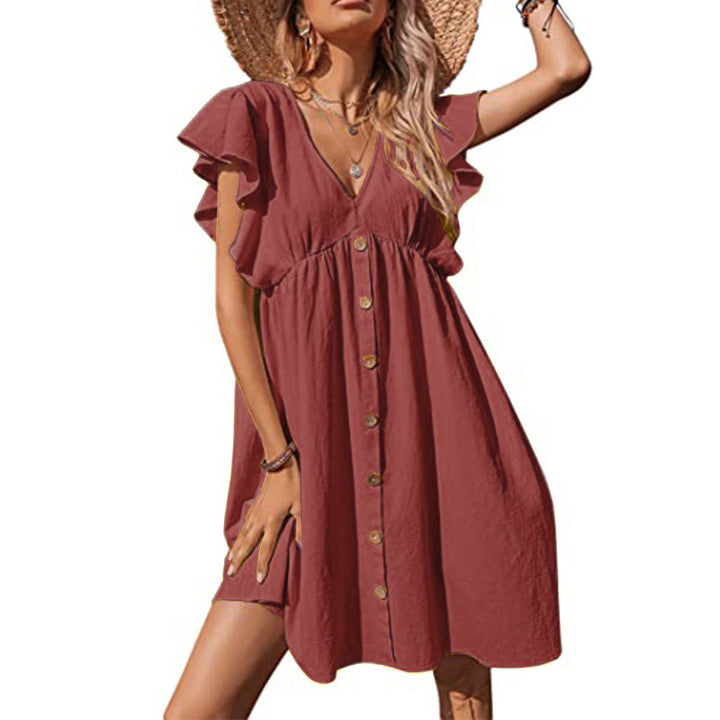 Airy summer dress for women with playful ruffle details and button closure Lune London