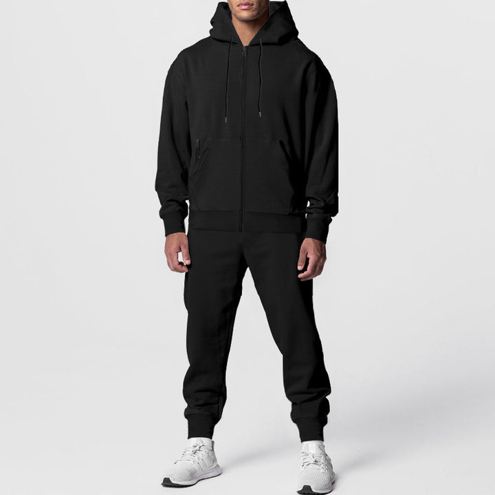 Men's sporty fleece set with practical hood and pockets Lune London