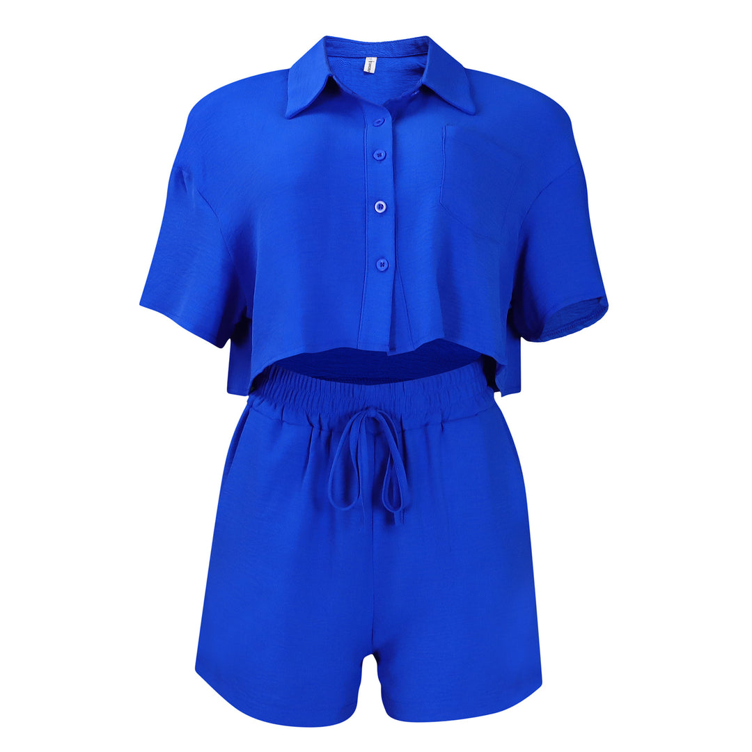 Women Elegant Short Sleeve Top with Matching Shorts Lune London