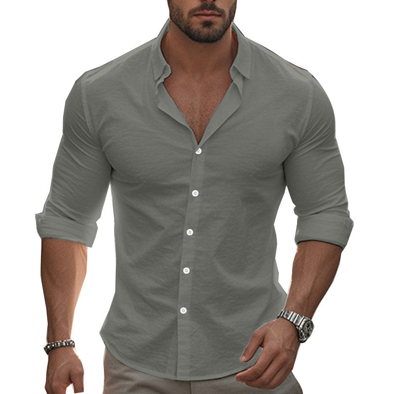 Elegant men's long sleeve shirt with textured surface and trendy collar Lune London