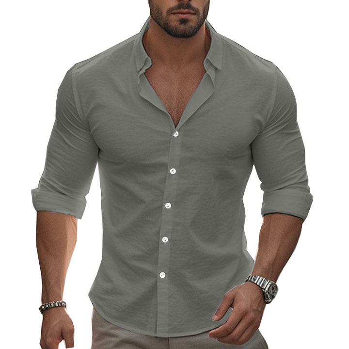Elegant men's long sleeve shirt with textured surface and trendy collar Lune London