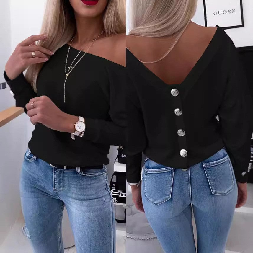 Women off-shoulder blouse with buttoned back Lune London