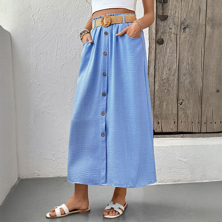 Maxi button-up skirt for women with functional pockets Lune London
