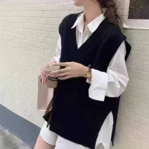 Gilet en tricot pour femmes avec décolleté en V et coupe ample Chic & Stil