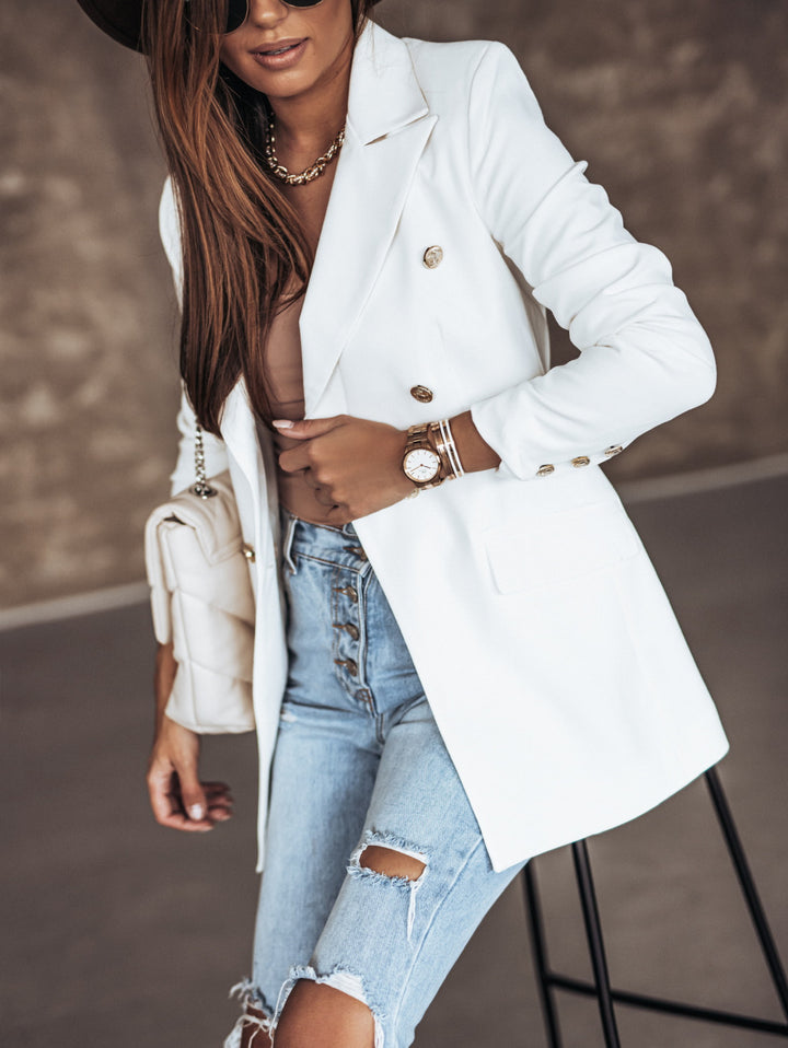 Ladies elegant blazer with double-breasted fastening and chic fashion accents