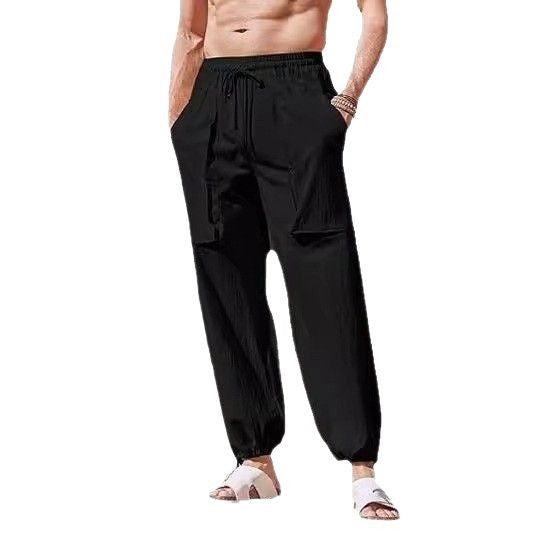 Lune London Men's Loose Summer Pants with Elastic Waist and Pockets