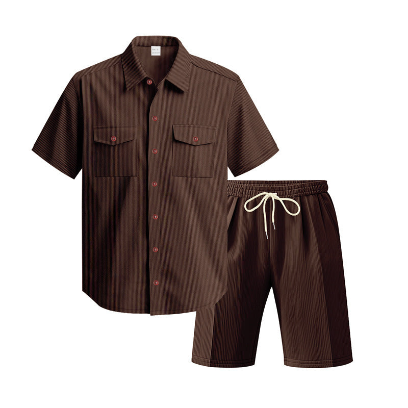 Casual men's outfit with textured top and shorts Lune London