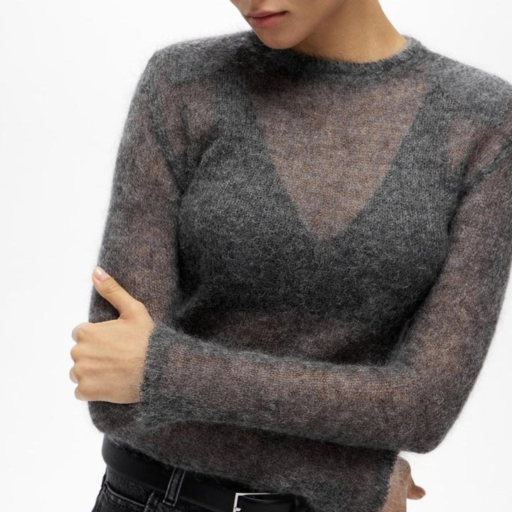 Ladies fine V-neck pullover made of mohair-wool blend Lune London