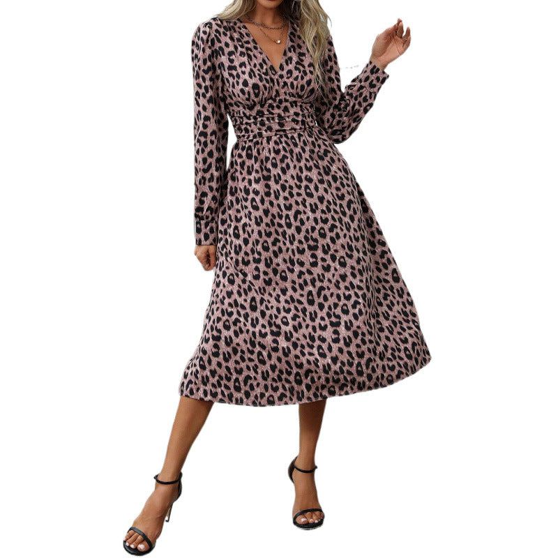 Wrap dress for women with a modern leopard print and long sleeves Lune London