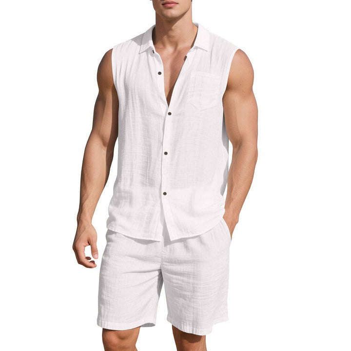 Tenue d'été décontractée pour hommes avec chemise sans manches et shorts Lune London