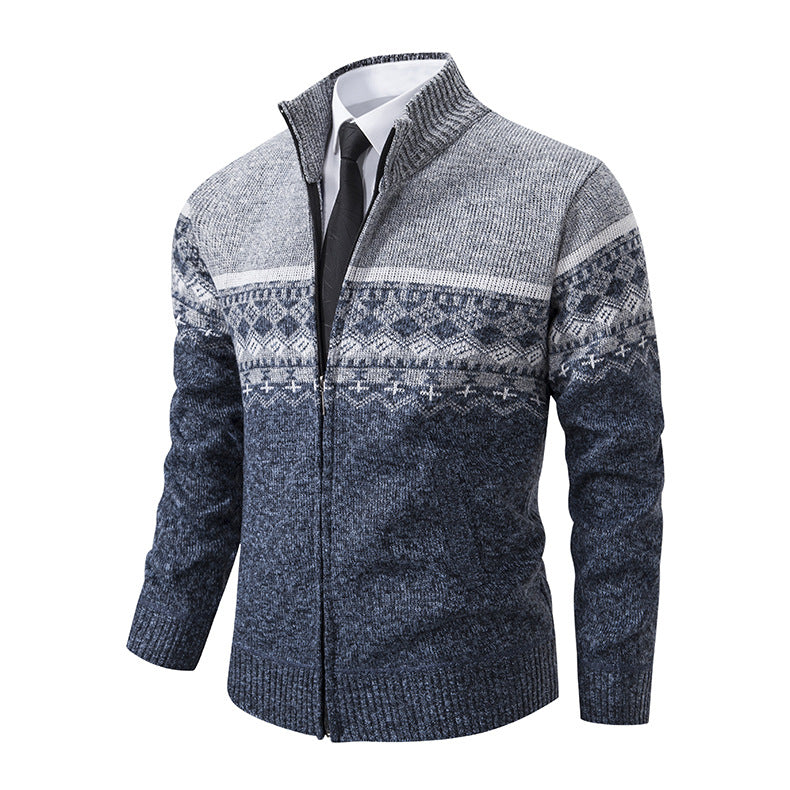 Knit jacket for men with modern pattern and high collar Lune London