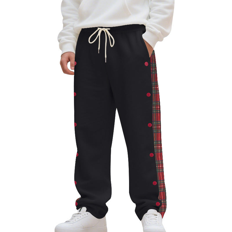 Elegant sport pants for men with side check pattern and snap button details Lune London