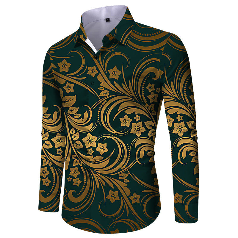 Men's long-sleeve shirt with chic and stylish check pattern
