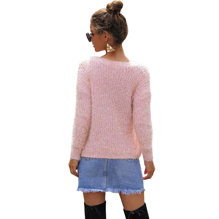 Ladies elegant and casual sweater with off-shoulder design and pearl embellishment Lune London