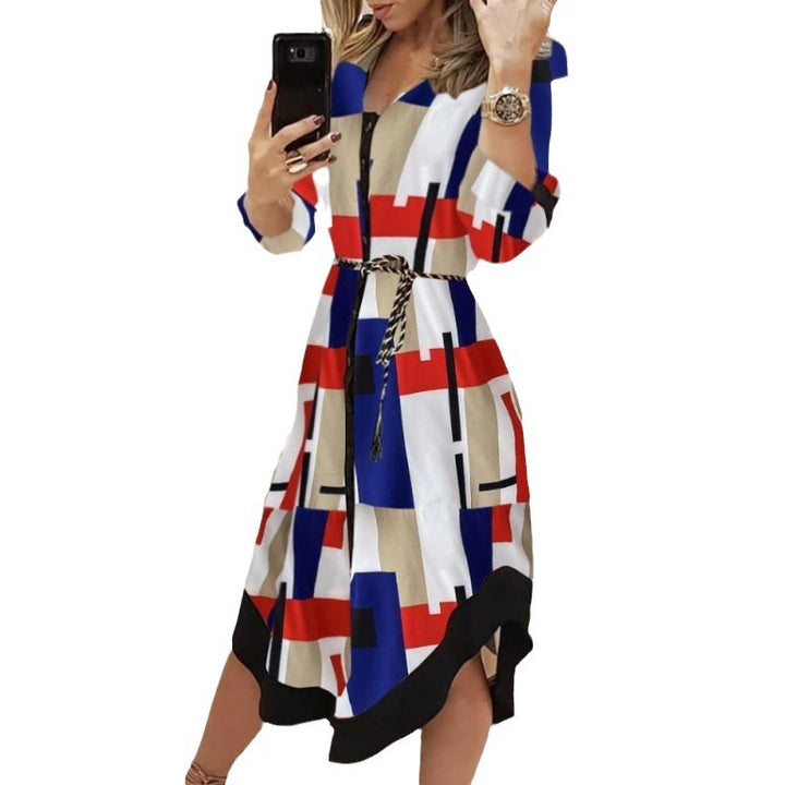 Striped midi shirt dress for women with fitted belt Lune London