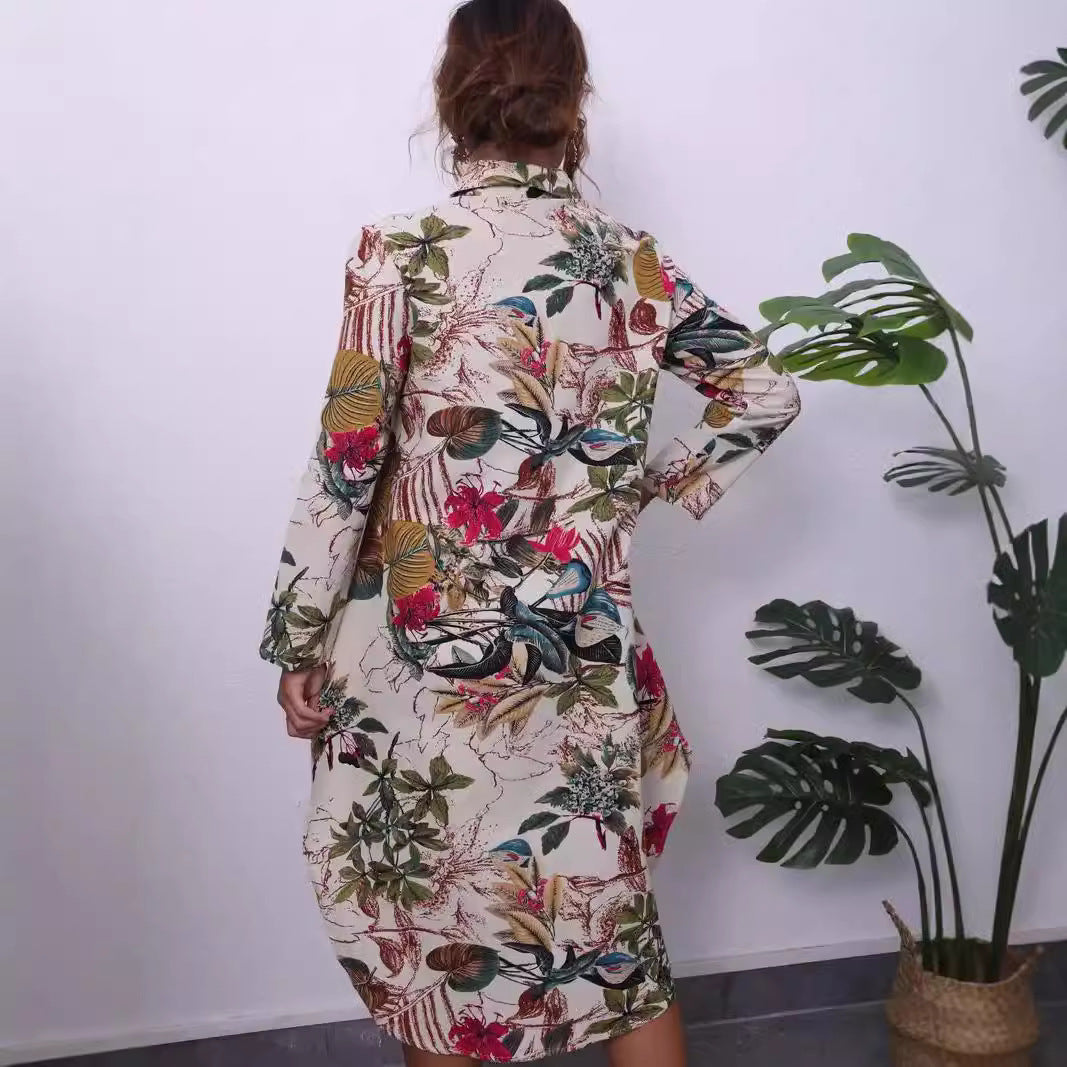 Shirt dress for women with exotic floral pattern Lune London