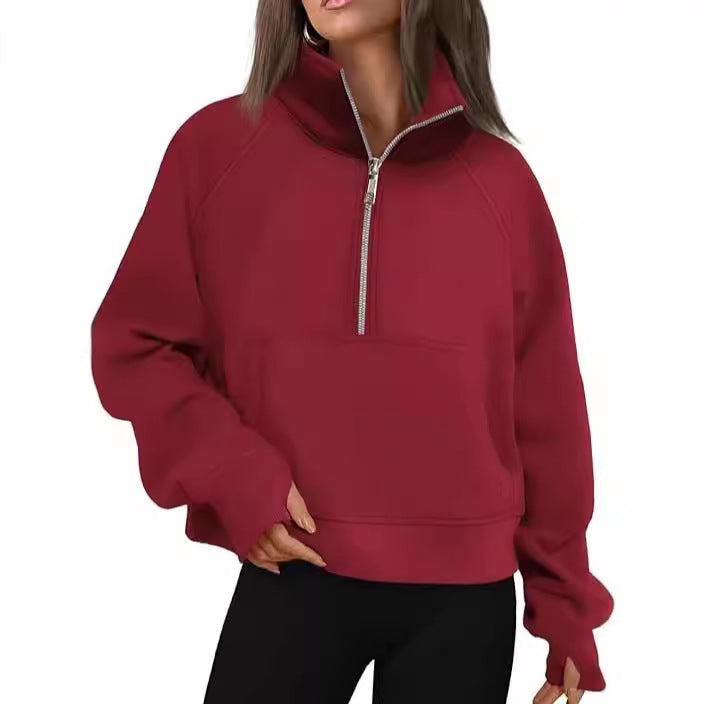 Women's sweatshirt with high collar and half-zip Lune London