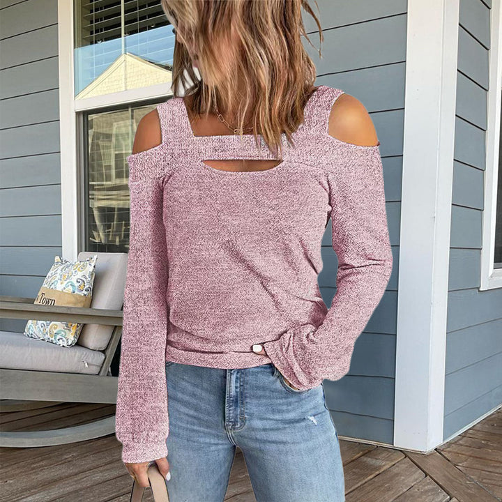 Lune London trendy women's long sleeve top with cut-out details and off-shoulder design