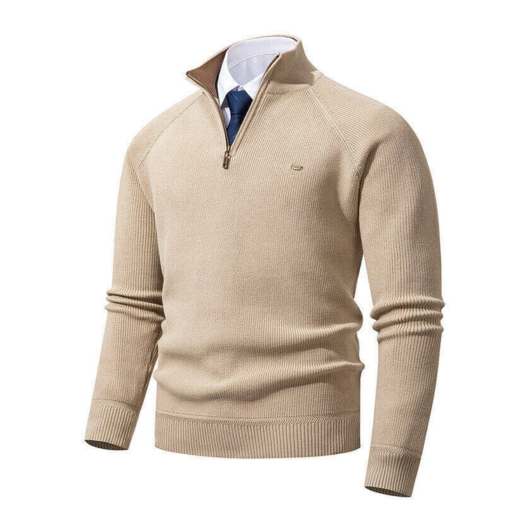 Elegant knitted pullover for men with high collar and zipper Lune London