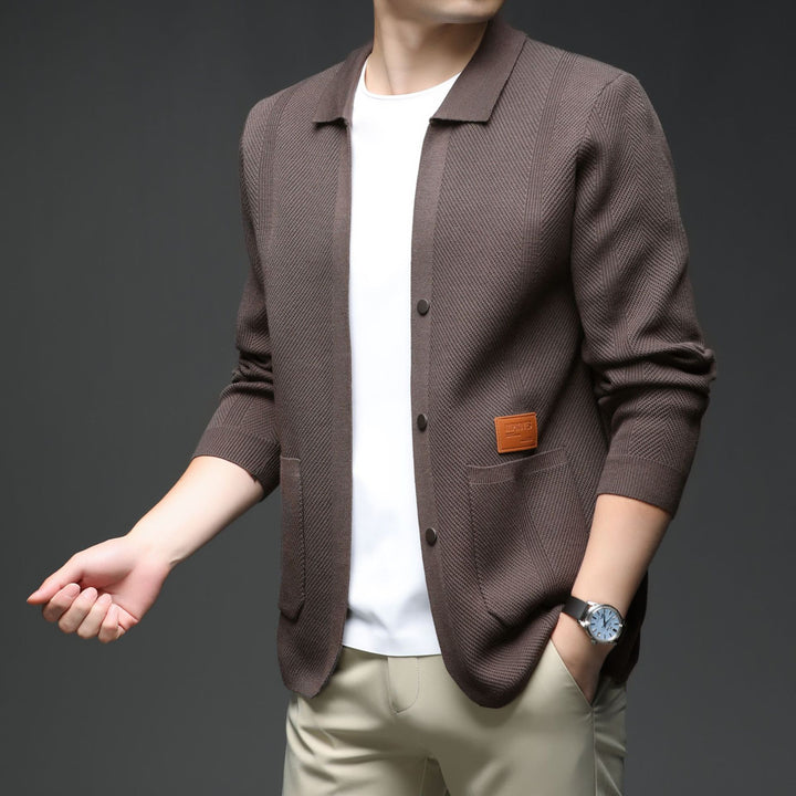 Knitted jacket for men with a casual fit and classic collar Lune London