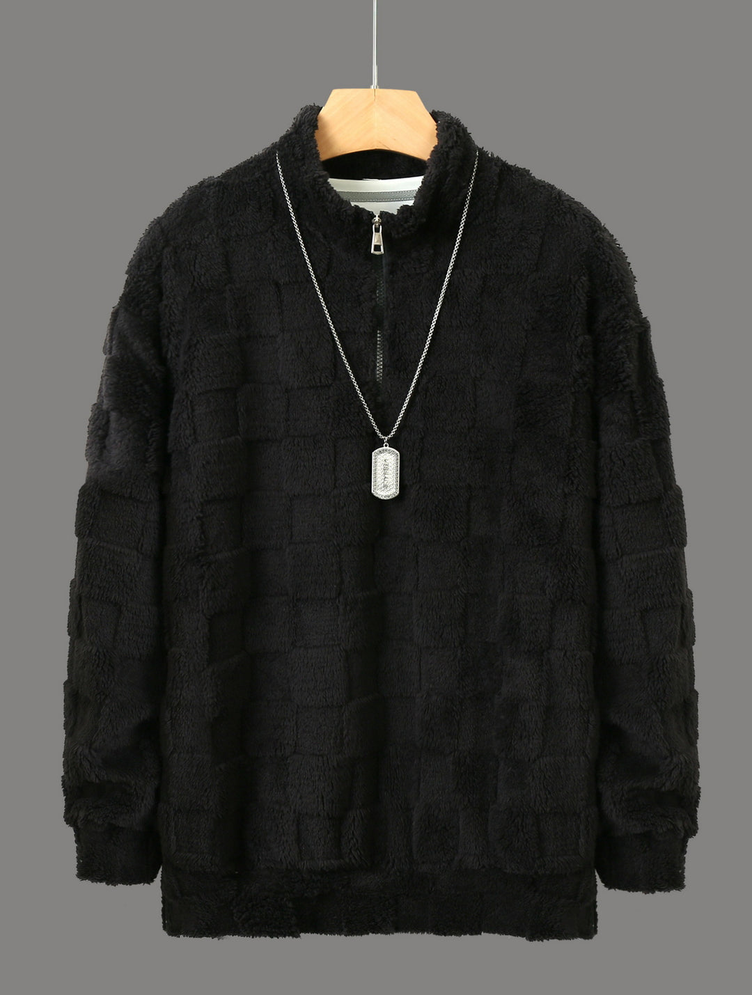 Comfortable fleece pullover for men with a high collar and zipper Lune London