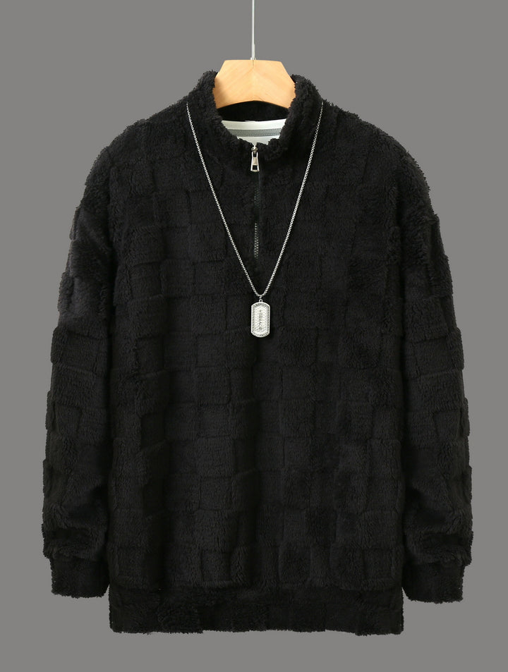 Comfortable fleece pullover for men with a high collar and zipper Lune London