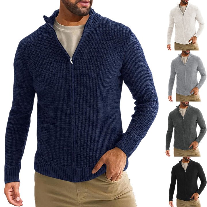 Men's knitted jacket with high collar and convenient zipper Lune London