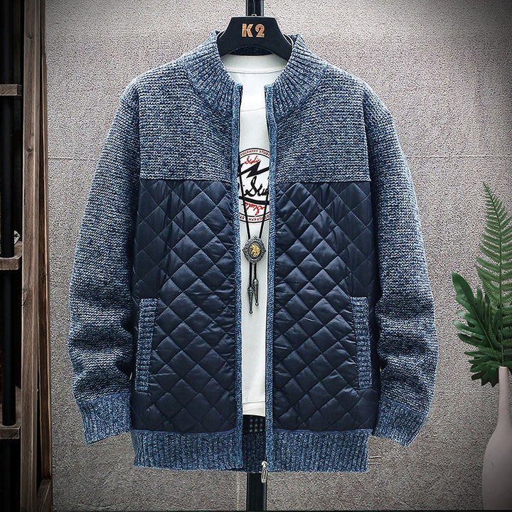 Modern quilted jacket for men with knit top and high collar Lune London