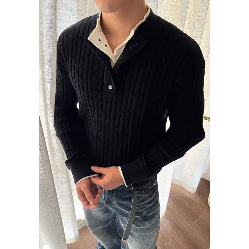 Fine knit sweater for men with decorative button details Lune London