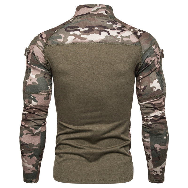 Functional T-shirt for men with high collar and innovative camouflage design Lune London