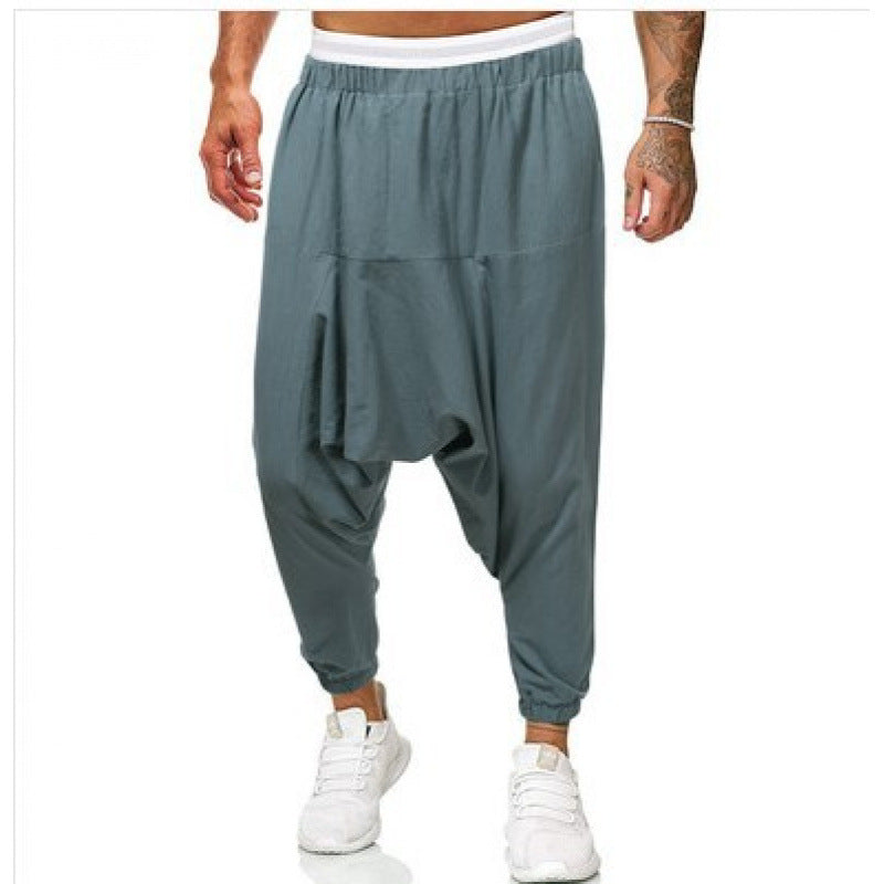 Comfortable harem pants for men with elastic waistband and side pockets Lune London