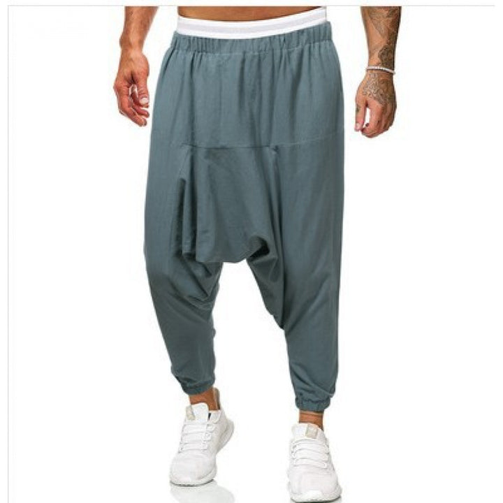 Comfortable harem pants for men with elastic waistband and side pockets Lune London