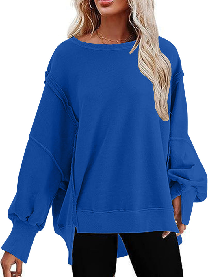 Ladies casual sweatshirt with puff sleeves and side slits Lune London