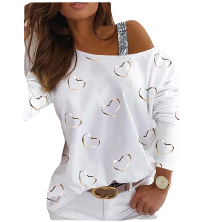 Women's fashionable sweatshirt with heart-shaped design and sparkling accents Lune London