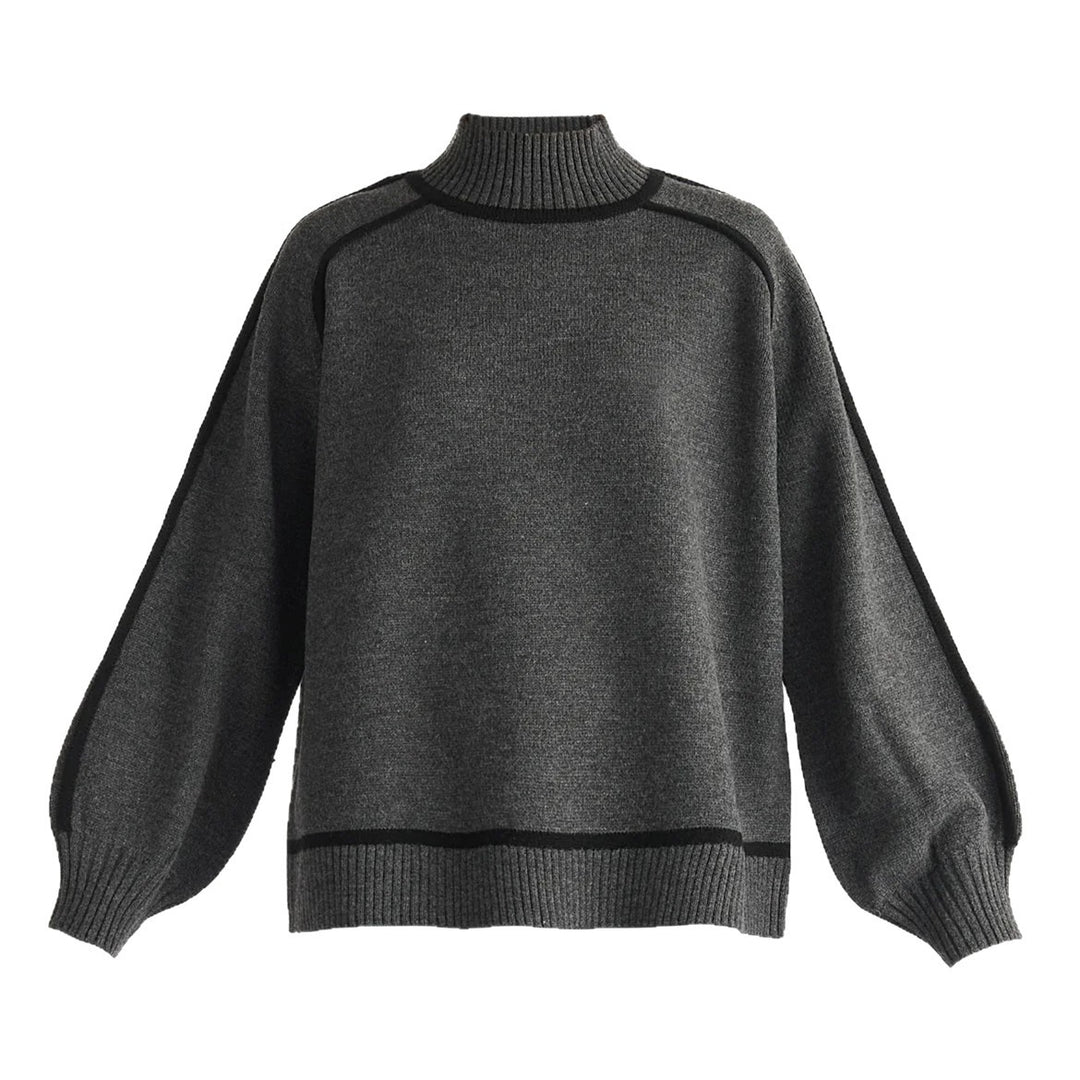 Trendy turtleneck sweater for women with contrast stripes and a relaxed fit Lune London