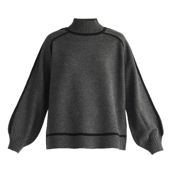 Trendy turtleneck sweater for women with contrast stripes and a relaxed fit Lune London