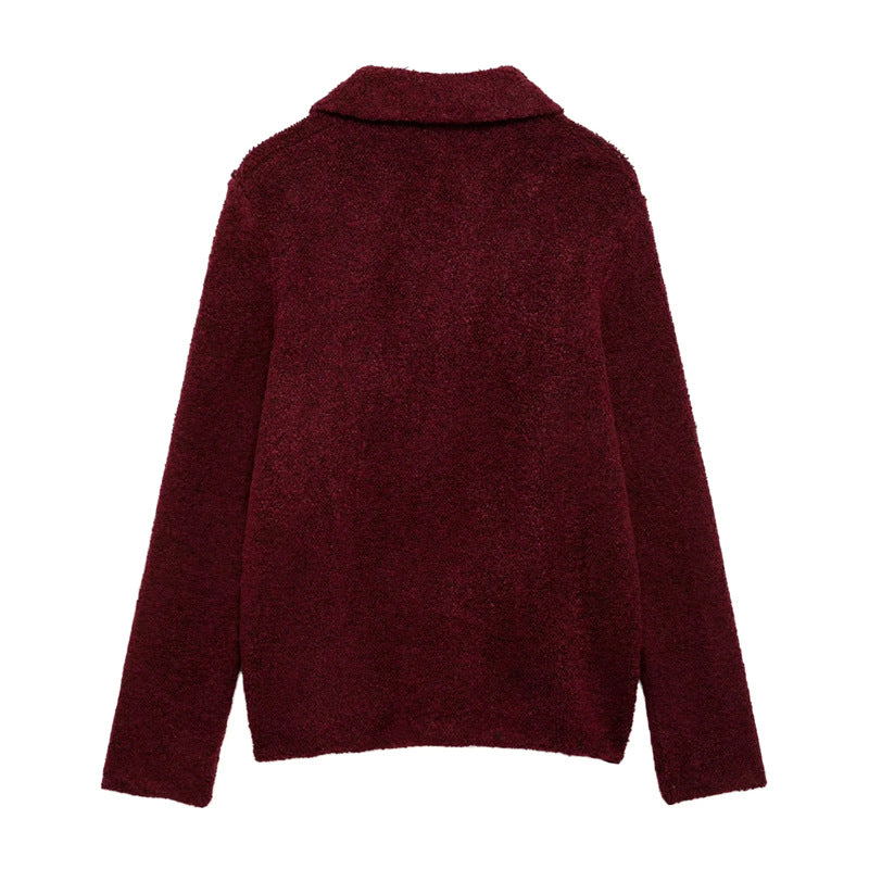 Women's plush cardigan with decorative flower buttons Lune London