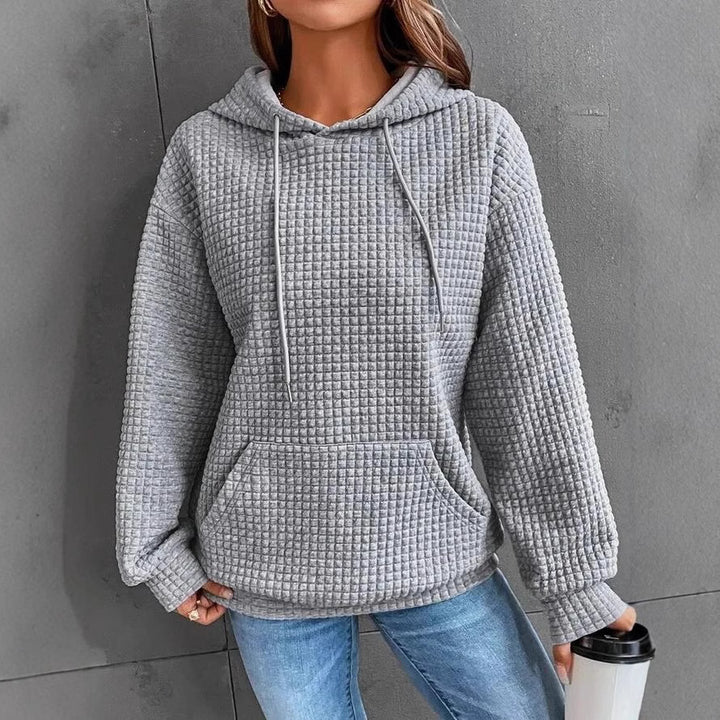 Casual hoodie for women with textured surface and practical kangaroo pocket Lune London