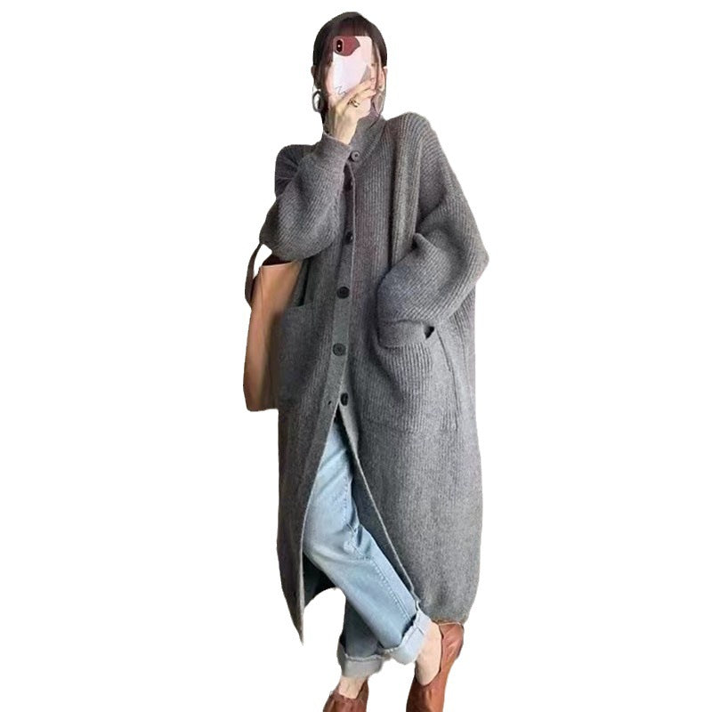 Cardigan en tricot féminin large avec fermeture à boutons et poches Chic & Stil