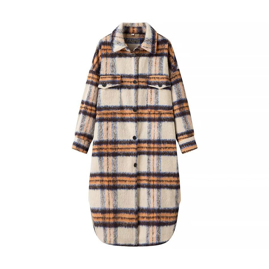 Manteau en laine surdimensionné à la mode pour femmes avec motif à carreaux Chic & Stil